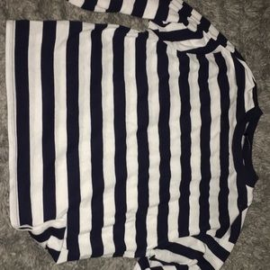 Long sleeve Brandy shirt, navy and white